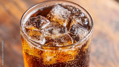 Glass of Iced Cola with Bubbling Carbonation Refreshing and Cool Drink : Generative AI