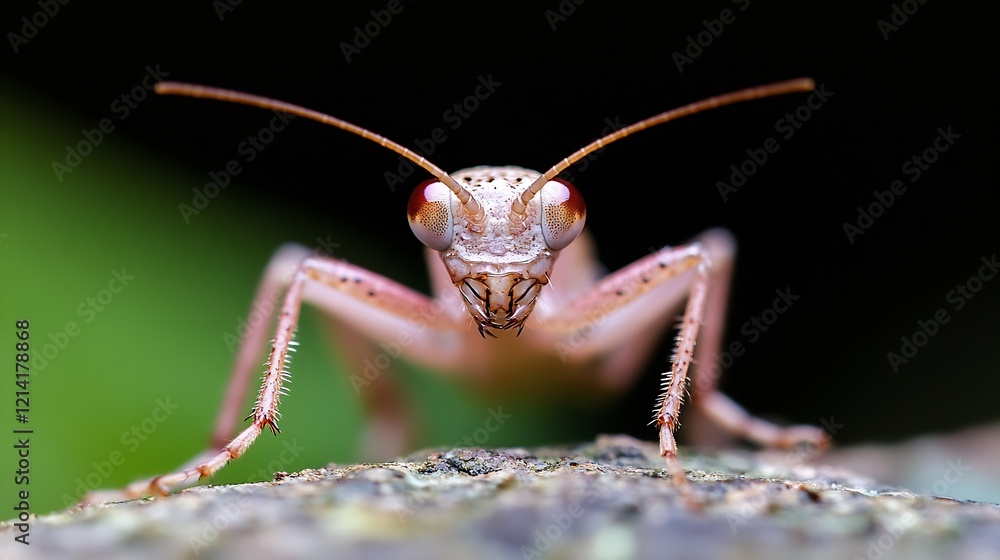 Closeup of a Grasshopper Nymph on a Rock with Blurred Natural Background : Generative AI Closeup of a Grasshopper Nymph on a Rock with Blurred Natural Background : Generative AI