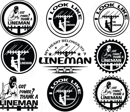 lineman  electronics Vector bundle, Clipart, Silhouette, Vector, icons, illustration, design.