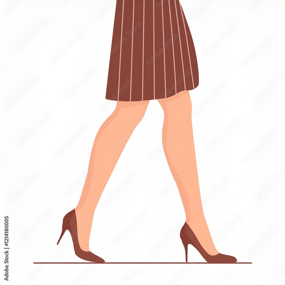 Beautiful female legs on a white background, side view. Flat vector illustration Beautiful female legs on a white background, side view. Flat vector illustration