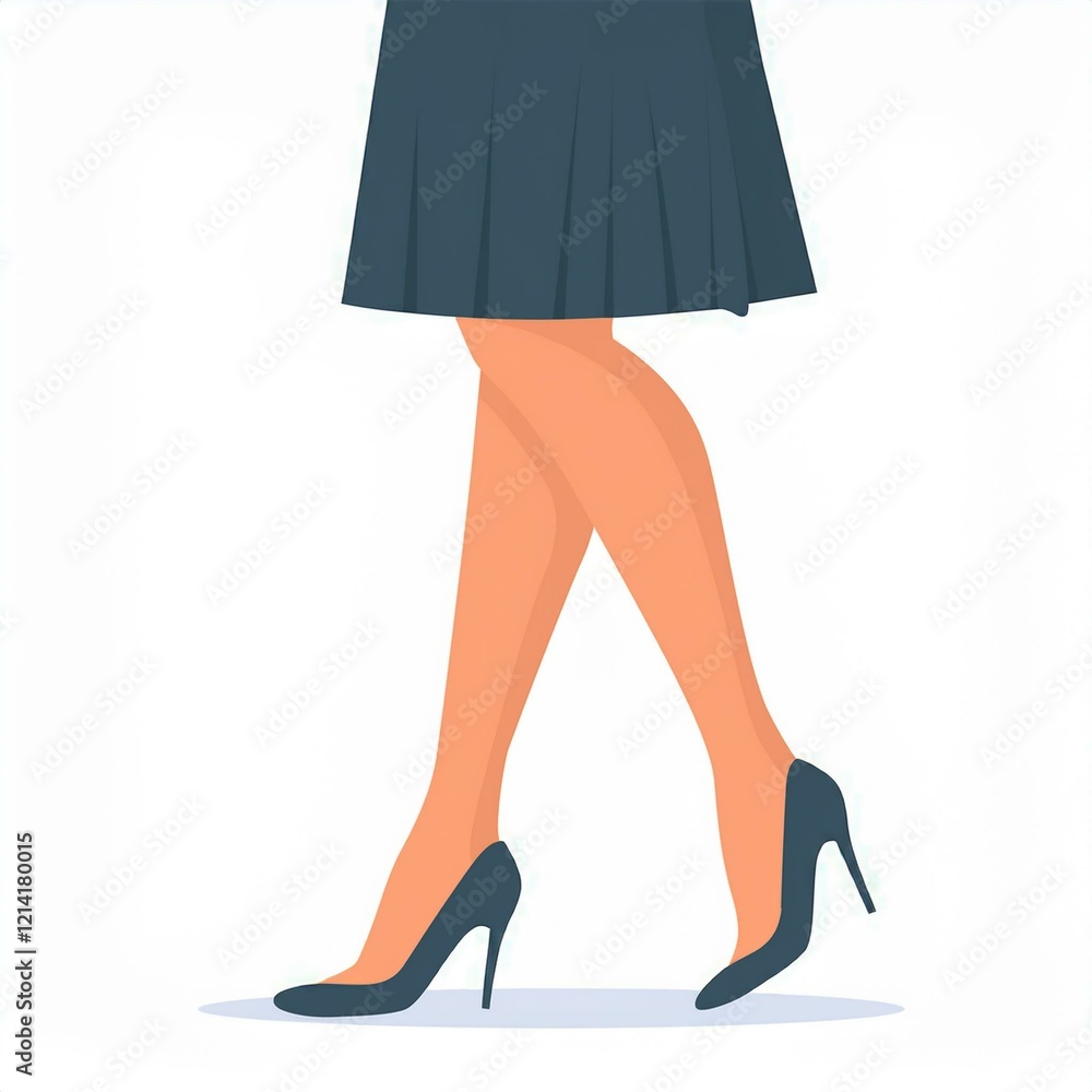 Beautiful female legs on a white background, side view. Flat vector illustration Beautiful female legs on a white background, side view. Flat vector illustration