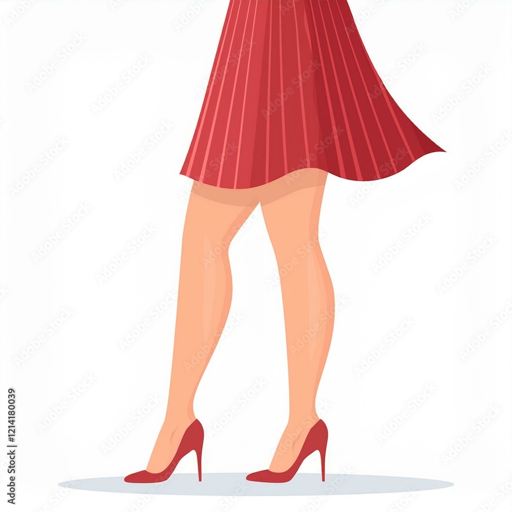 Beautiful female legs on a white background, side view. Flat vector illustration Beautiful female legs on a white background, side view. Flat vector illustration