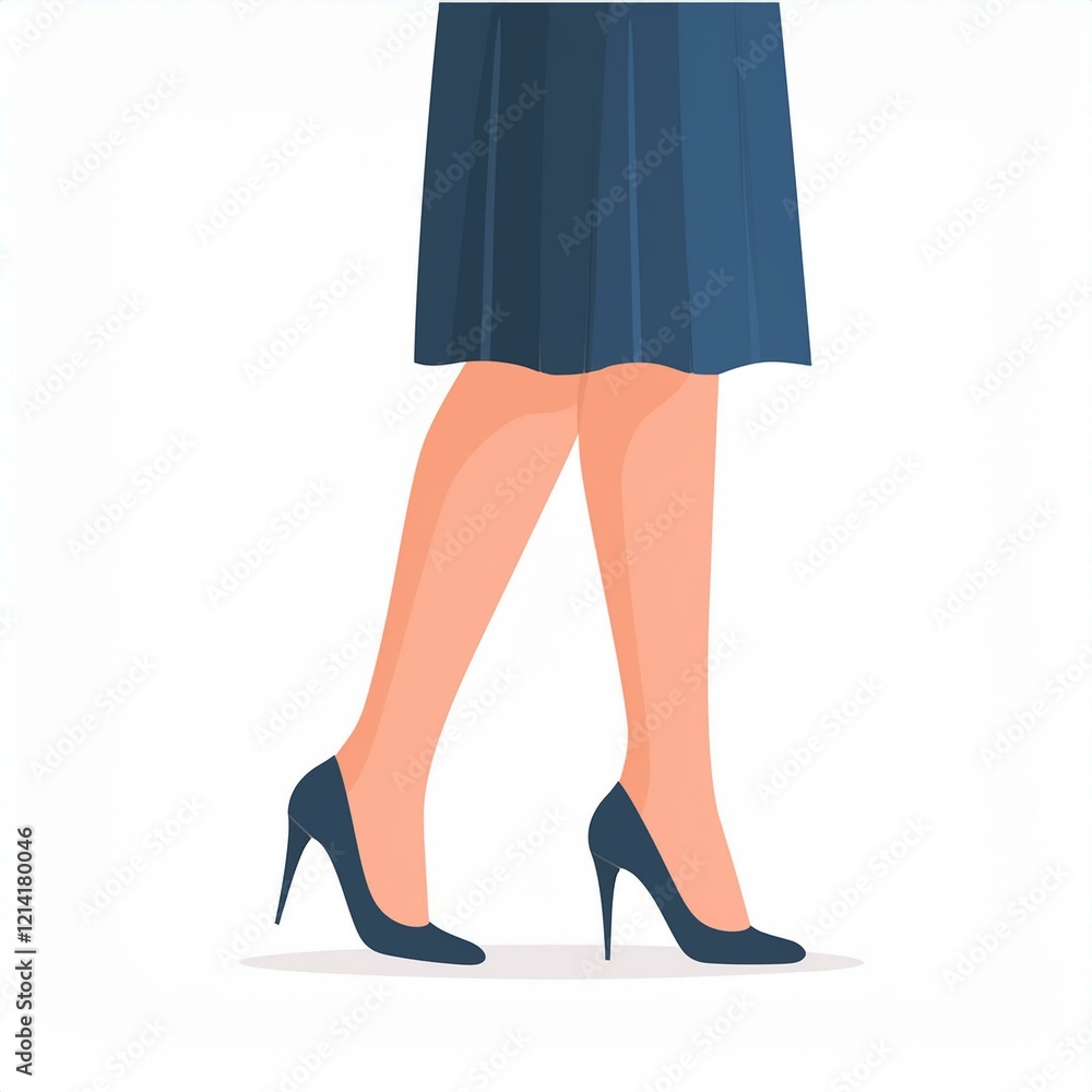 Beautiful female legs on a white background, side view. Flat vector illustration Beautiful female legs on a white background, side view. Flat vector illustration
