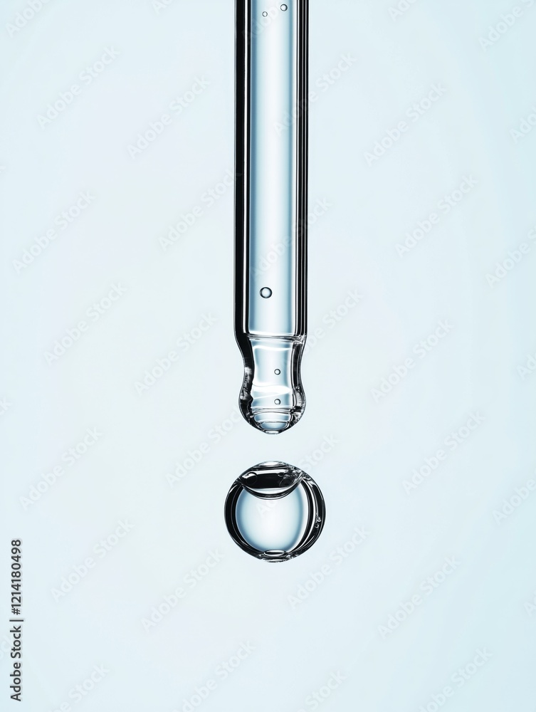 A drop of liquid is slowly and carefully coming out of a pipette A drop of liquid is slowly and carefully coming out of a pipette