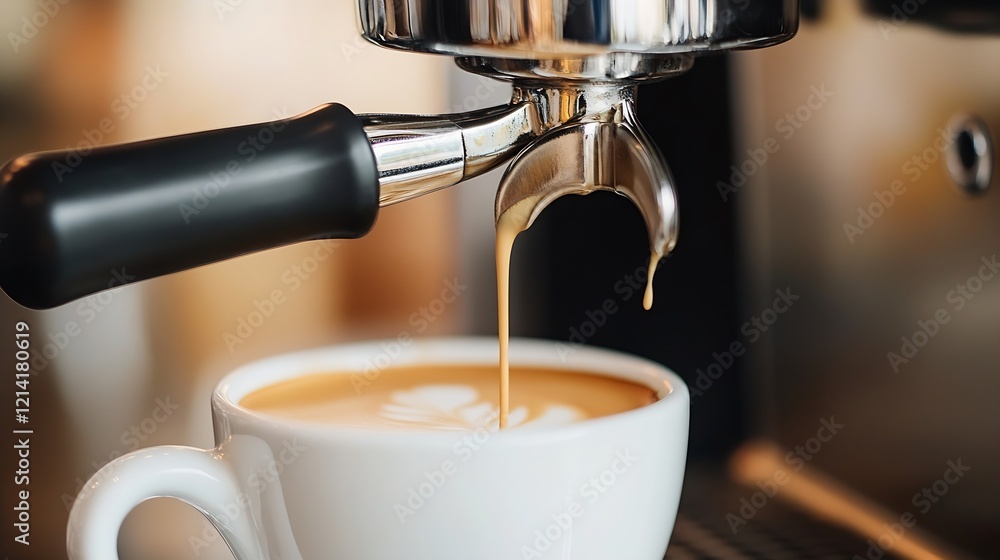 Closeup of Espresso Dripping from Professional Machine for Coffee Enthusiasts and Cafe Decor : Generative AI Closeup of Espresso Dripping from Professional Machine for Coffee Enthusiasts and Cafe Decor : Generative AI