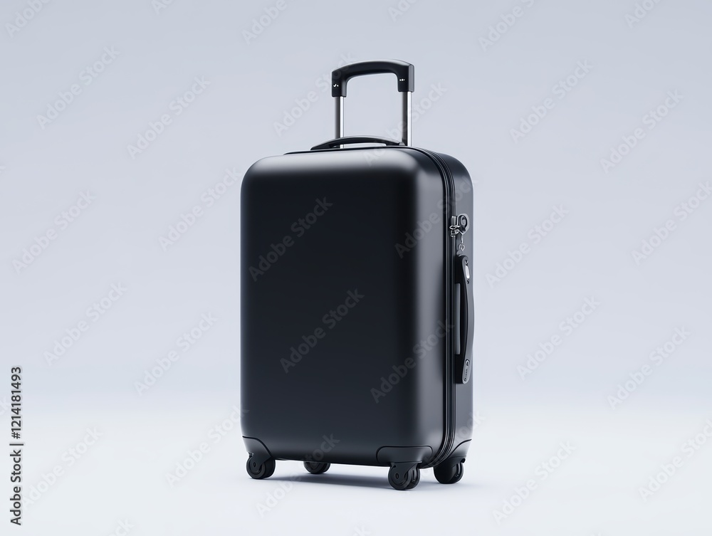 Black rolling suitcase with wheels isolated on white background studio photography Black rolling suitcase with wheels isolated on white background studio photography