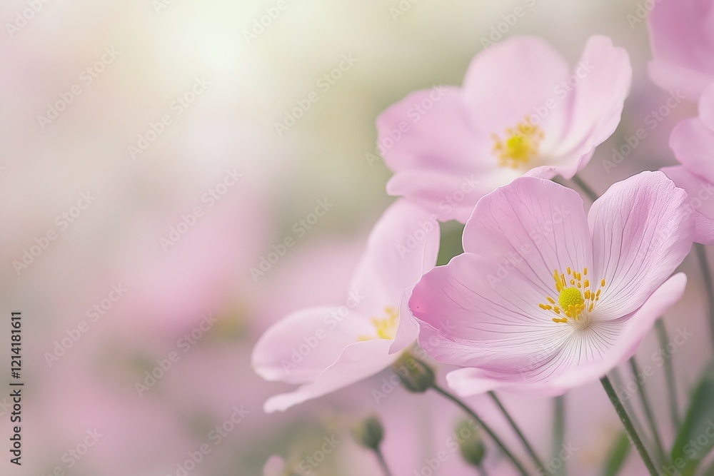 Delicate Pink Flowers in a Serene Garden Setting Soft Petals and Gentle Light Delicate Pink Flowers in a Serene Garden Setting Soft Petals and Gentle Light