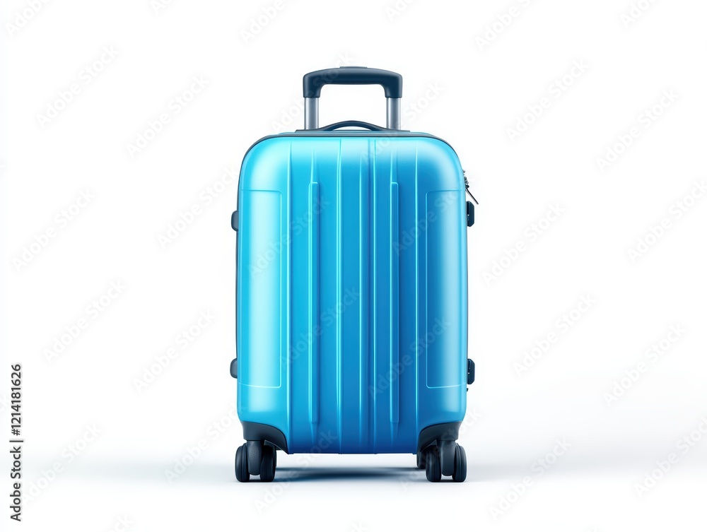 Vibrant blue rolling suitcase ready for an exciting travel adventure rolling Vibrant blue rolling suitcase ready for an exciting travel adventure rolling