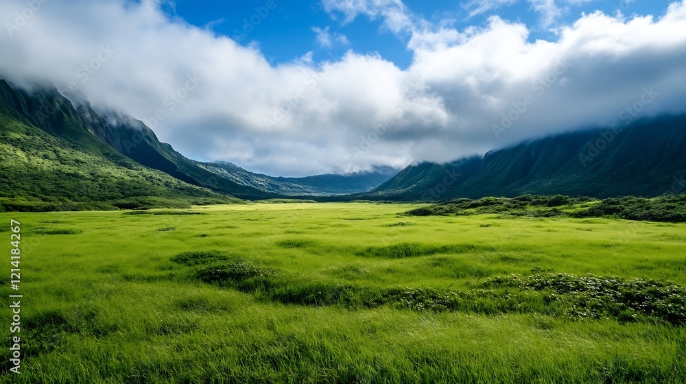 Breathtaking Lush Green Valley with Rolling Hills and Dramatic Sky Scenic Landscape : Generative AI Breathtaking Lush Green Valley with Rolling Hills and Dramatic Sky Scenic Landscape : Generative AI