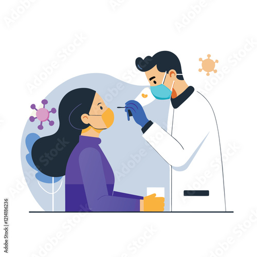 Doctor Performing a Covid 19 Nasal Swab Test on a Patient