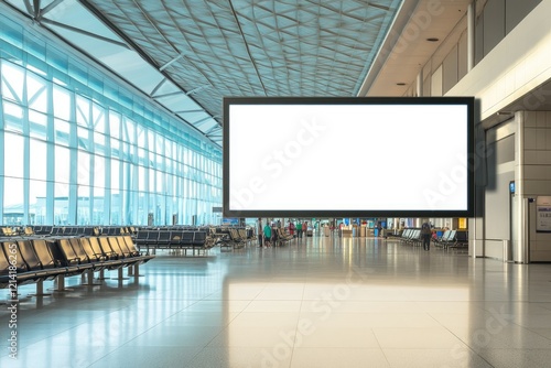 Detailed Picture of Blank Billboard in Airport photo