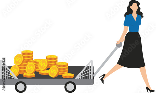 Slaves, dictators, arbitrary and barbaric employee management system, capitalists and exploitation, bosses with megaphones ordering employees to work hard to pull a bunch of gold coin