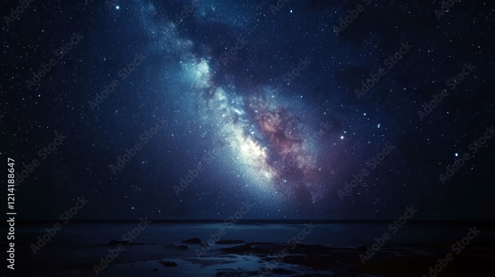 Fototapeta premium Stunning Night Sky with Milky Way and Cosmic Dust