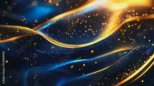 Obraz na płótnie Abstract digital background electromagnetic wave background Innovation digital wave, information technology background and green luxury background with golden line decoration and curve light effect w salonie