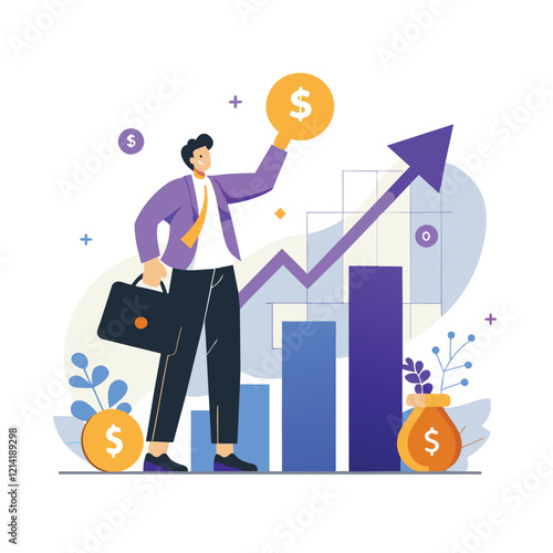 Business Success A businessman leads financial growth