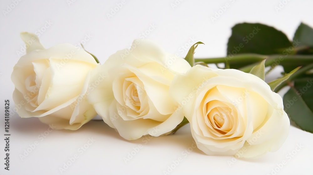 Elegant White Roses in Full Bloom on Minimalistic Background : Generative AI Elegant White Roses in Full Bloom on Minimalistic Background : Generative AI