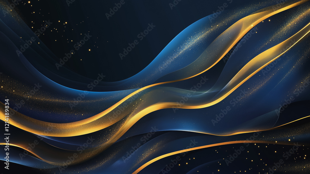 Abstract digital background electromagnetic wave background Innovation digital wave, information technology background and green luxury background with golden line decoration and curve light effect Abstract digital background electromagnetic wave background Innovation digital wave, information technology background and green luxury background with golden line decoration and curve light effect