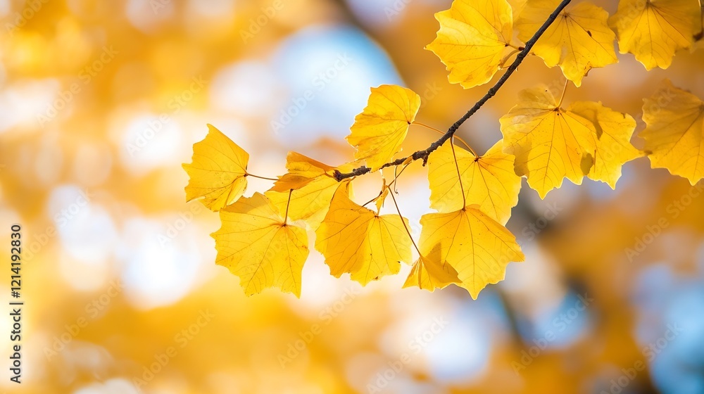 Autumn Leaves Glowing in the Sunlight with Vibrant Golden Yellow Hue : Generative AI Autumn Leaves Glowing in the Sunlight with Vibrant Golden Yellow Hue : Generative AI