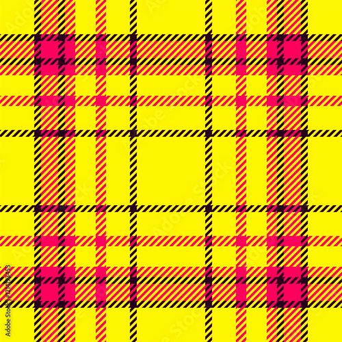 Primary pattern texture plaid, punk textile fabric check. Coloured vector tartan seamless background in bright and black colors.