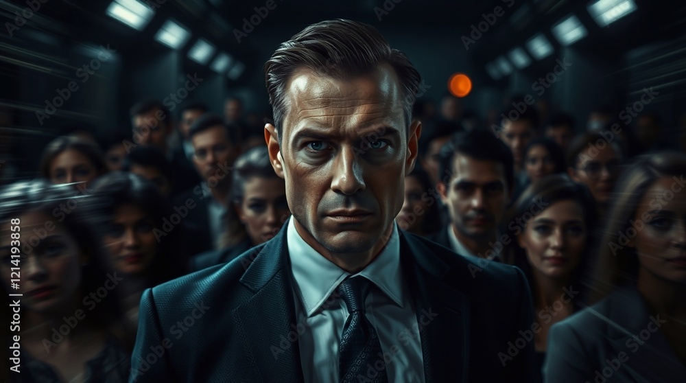 Fototapeta premium Portrait of a Businessman in a Crowd