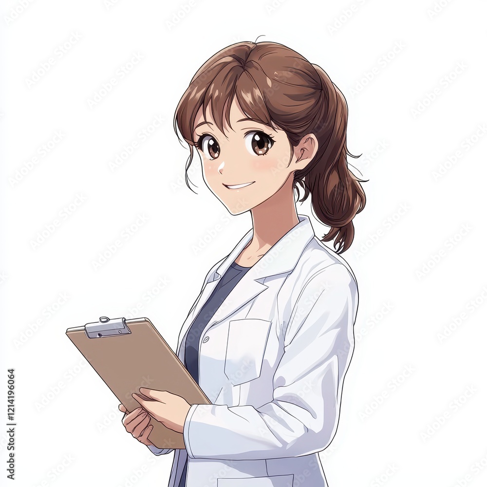 Confident Female Doctor in White Coat Smiling with Clipboard Confident Female Doctor in White Coat Smiling with Clipboard