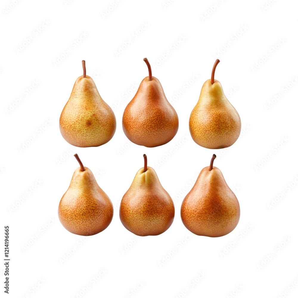 Six Yellow Pears Perfectly Isolated for Branding, Culinary, and Artistic Projects, PNG File Six Yellow Pears Perfectly Isolated for Branding, Culinary, and Artistic Projects, PNG File
