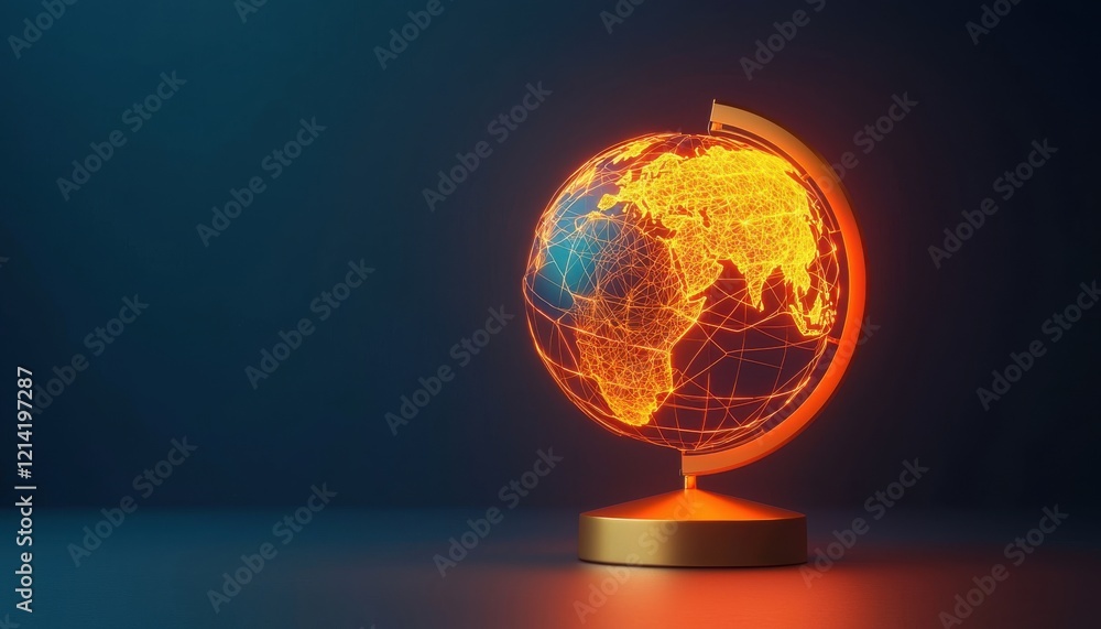 A glowing globe showcasing a vibrant map of the world, highlighting continents and oceans with a warm, illuminated aesthetic. A glowing globe showcasing a vibrant map of the world, highlighting continents and oceans with a warm, illuminated aesthetic.