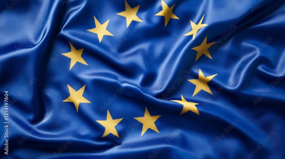 European Union Flag Elegantly Draped in Smooth Fabric : Generative AI European Union Flag Elegantly Draped in Smooth Fabric : Generative AI