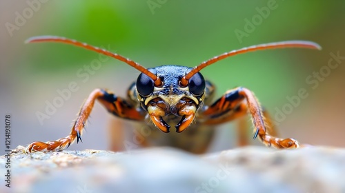 Wallpaper Mural Detailed macro shot of orange and black insect with focus on face and antennae : Generative AI Torontodigital.ca
