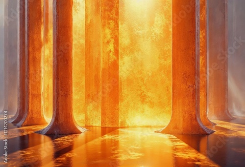 Wallpaper Mural Majestic Fiery Light Shining Through an Enchanting Forest of Tall Trees. Generative AI Torontodigital.ca