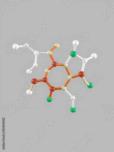 prostacyclin molecule, molecular structures, prostaglandin i2, 3d model, Structural Chemical Formula and Atoms with Color Coding photo