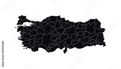 Turkey Map vector icon. Map of Turkey Black Silhouette.