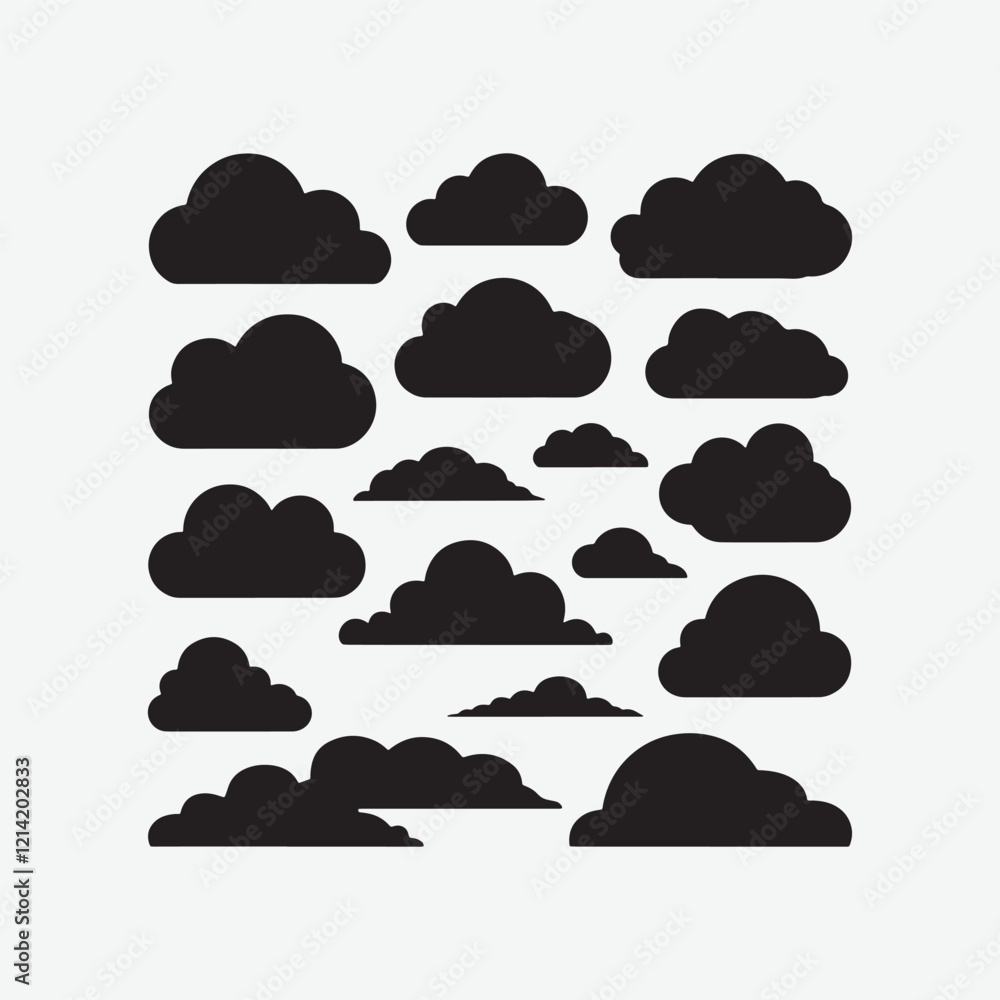 Cloud Bundle Vector Silhouettes - High-Quality Scalable Designs Cloud Bundle Vector Silhouettes - High-Quality Scalable Designs