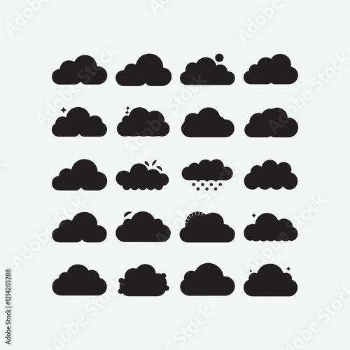 Cloud Bundle Vector Silhouettes - High-Quality Scalable Designs