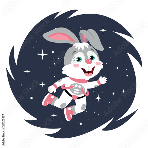 Cartoon Animal At Space Illustration