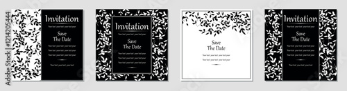 Set of abstract floral patterns. Vector seamless backgrounds. Perfect for invitations or announcements