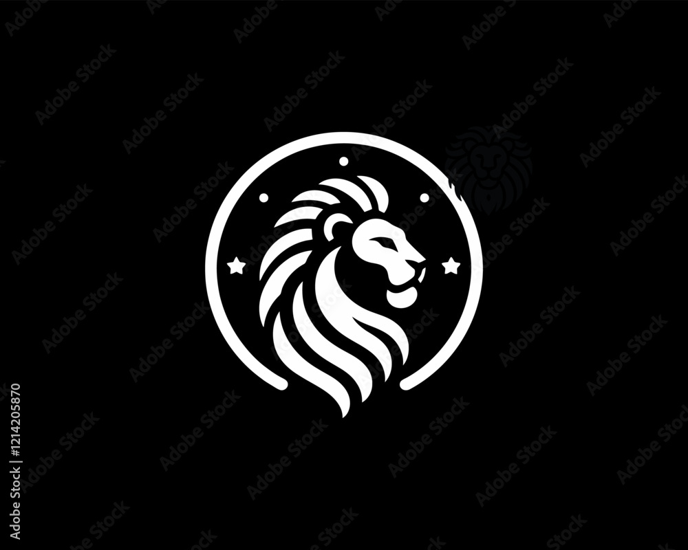Lion Logo Design Vector Template. Lion Head Logo Icon Vector illustration. Black and white Lion head vector illustration. Lion Logo Design Vector Template. Lion Head Logo Icon Vector illustration. Black and white Lion head vector illustration.