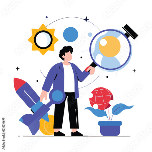 curiosity explore unknown search illustration