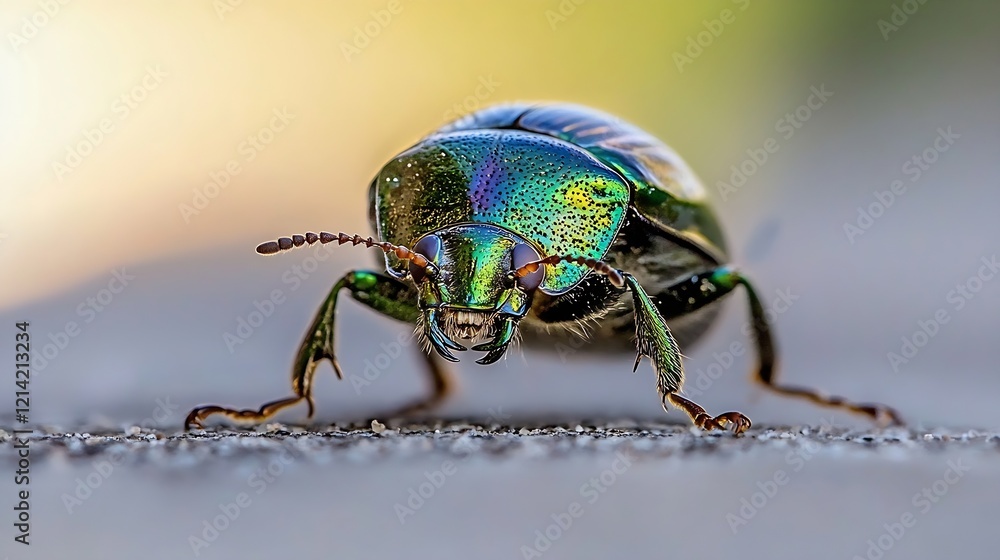 Detailed Closeup of Colorful Metallic Beetle with Vibrant Reflections on Stone Surface : Generative AI Detailed Closeup of Colorful Metallic Beetle with Vibrant Reflections on Stone Surface : Generative AI