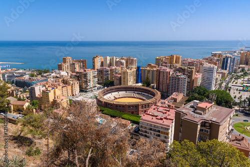 Obraz na płótnie Malaga, Spain - August 06, 2024: Views of the city Malaga from the Gibralfaro Castle in the city of Malaga, Andalusia. Spain w salonie