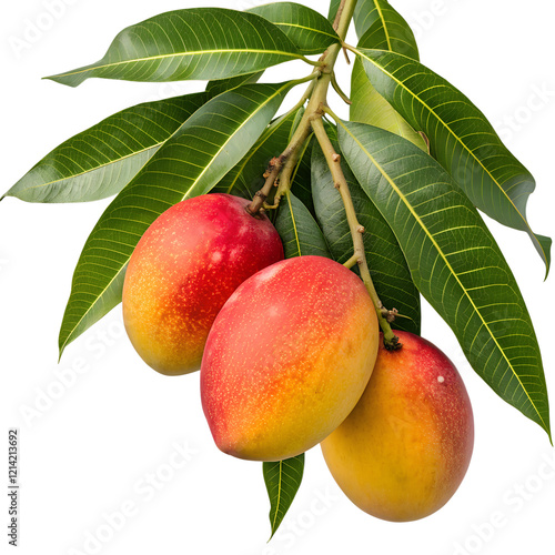 tropical mango branch vibrant ripe mangoes gloss.png