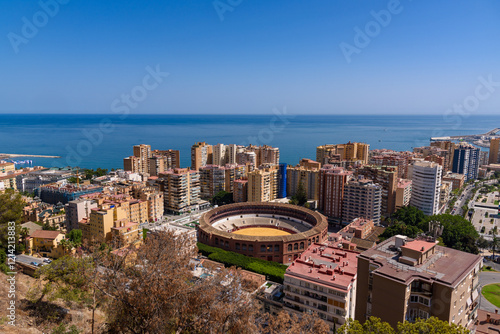 Obraz na płótnie Malaga, Spain - August 06, 2024: Views of the city Malaga from the Gibralfaro Castle in the city of Malaga, Andalusia. Spain w salonie