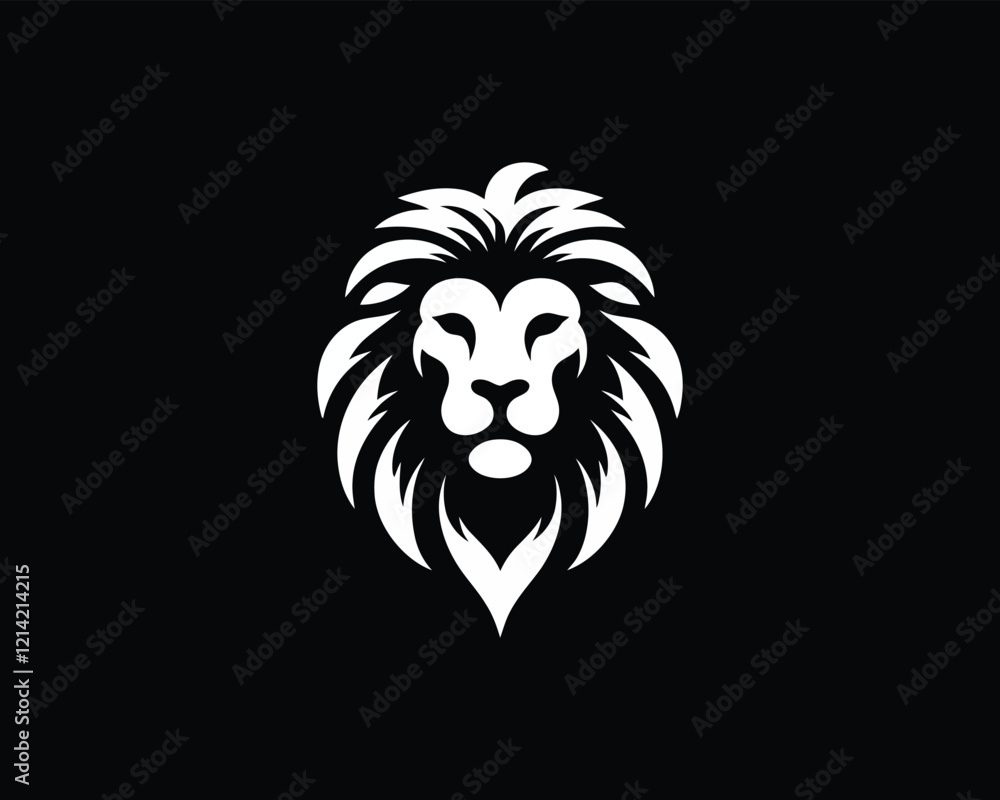 Fototapeta premium Lion Logo Design Vector Template. Lion Head Logo Icon Vector illustration. Black and white Lion head vector illustration.