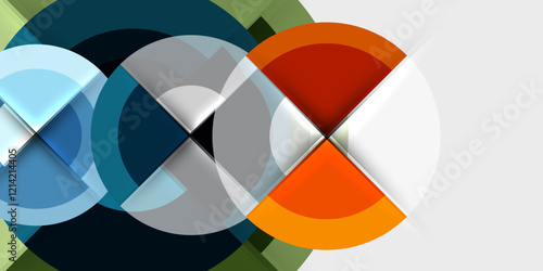 Techno circles and semi circles. Vector Illustration For Wallpaper, Banner, Background, Card, Book Illustration, landing page