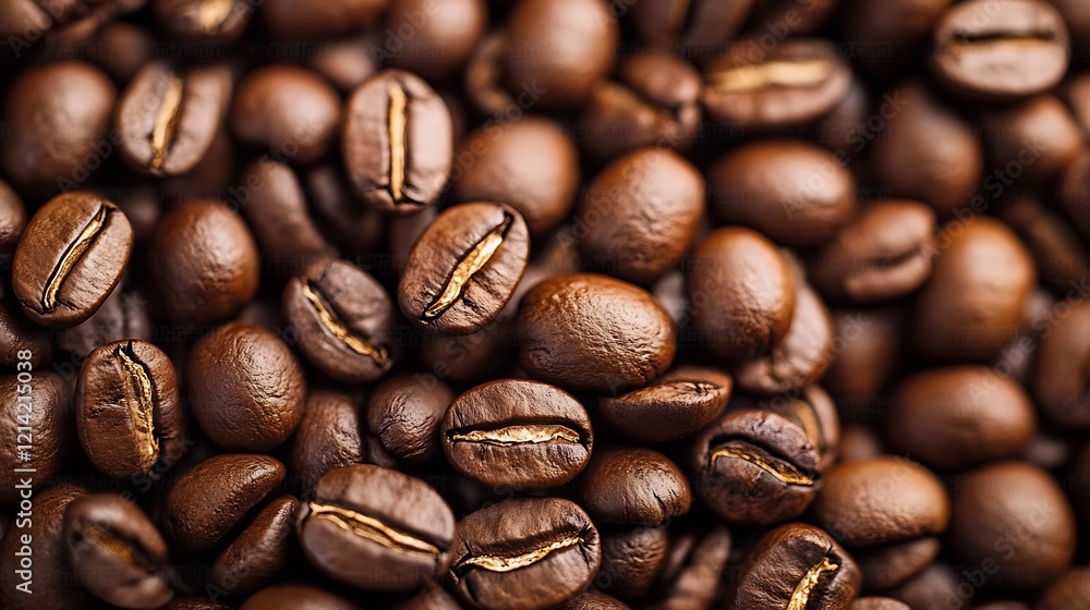 Closeup of Roasted Coffee Beans Piled Vibrantly in Warm Light Closeup of Roasted Coffee Beans Piled Vibrantly in Warm Light