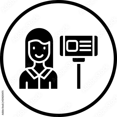 Female Vlogger Vector Icon Style