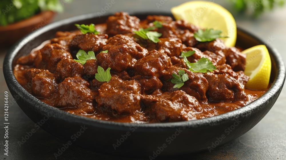 Spicy Beef Stew, Kitchen Setting, Garnish, Food Photography Spicy Beef Stew, Kitchen Setting, Garnish, Food Photography