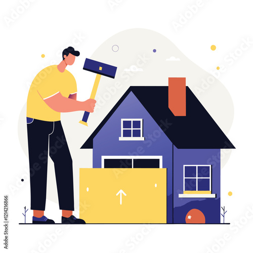 Man demolishes a house to move in new home
