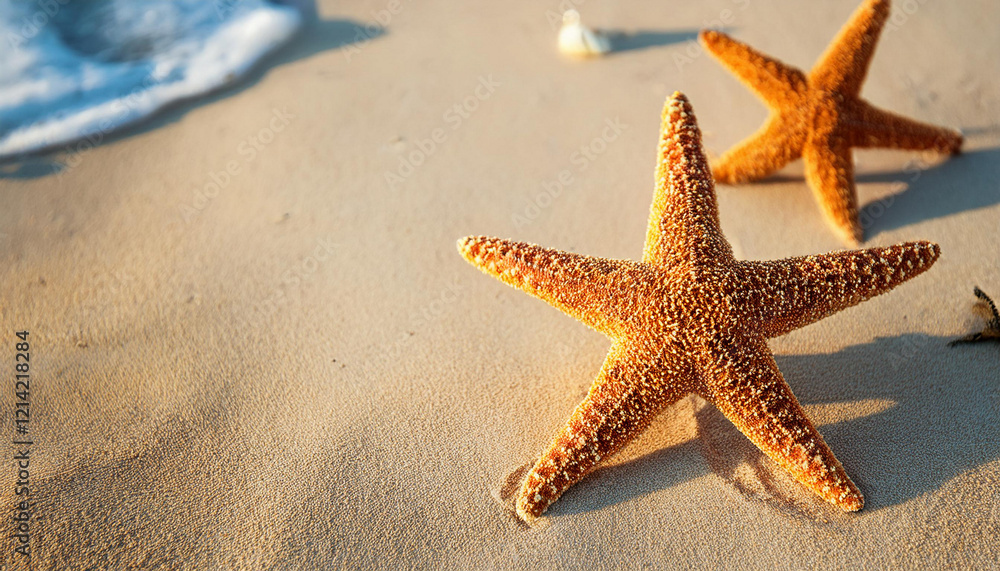 Starfish on Sandy Beach Summer Vacation Ocean Paradise, Generated image Starfish on Sandy Beach Summer Vacation Ocean Paradise, Generated image