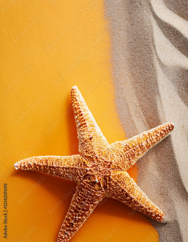 Starfish on Sandy Beach Summer Vacation Ocean Paradise, Generated image